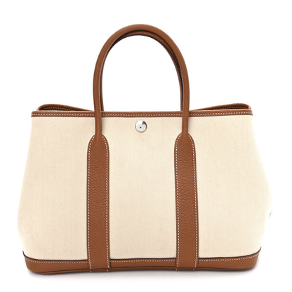 Hermes Grand Chevron Weave Negonda Garden Party 30 TPM Tote Craie Gold 1 of 11