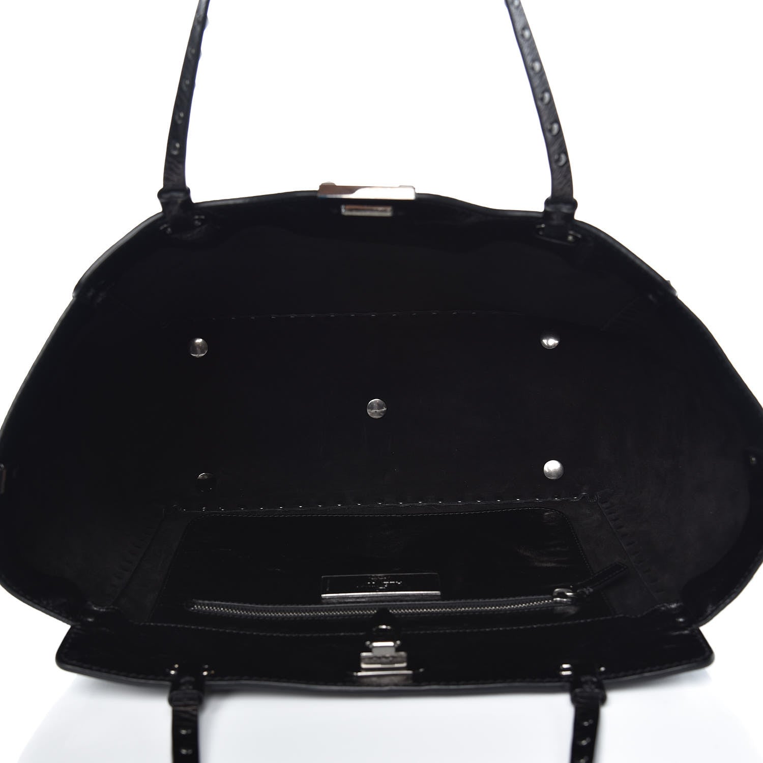 Valentino Garavani Craquele Calfskin Medium Rockstud Tote Black 6 of 9