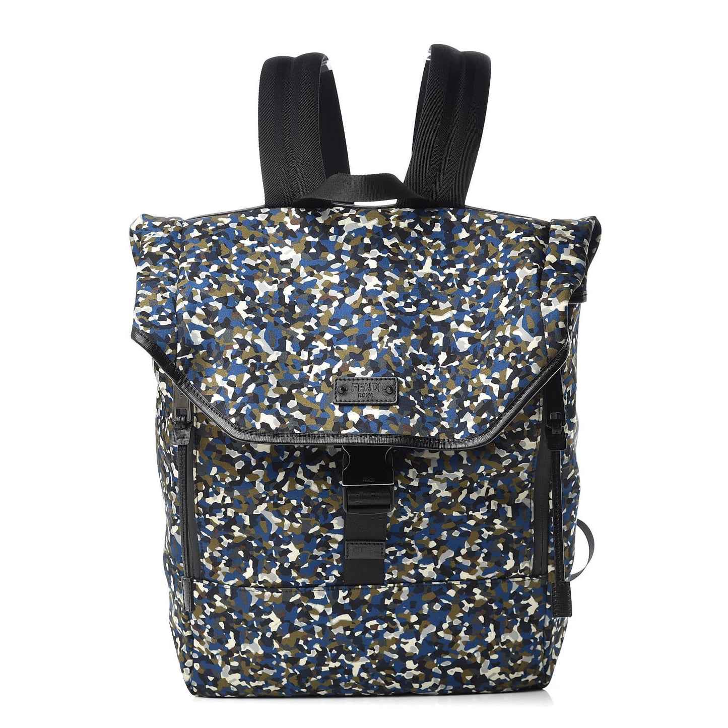 Nylon Vitello Elite Denim Granite Flap Backpack Military Black