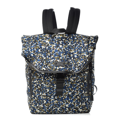 Fendi Nylon Vitello Elite Denim Granite Flap Backpack Military Black 1 of 10