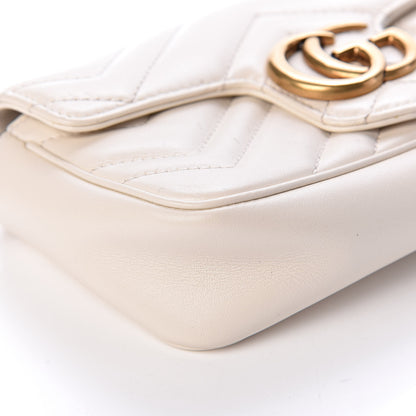 Gucci Calfskin Matelasse Super Mini GG Marmont Shoulder Bag White 9 of 13