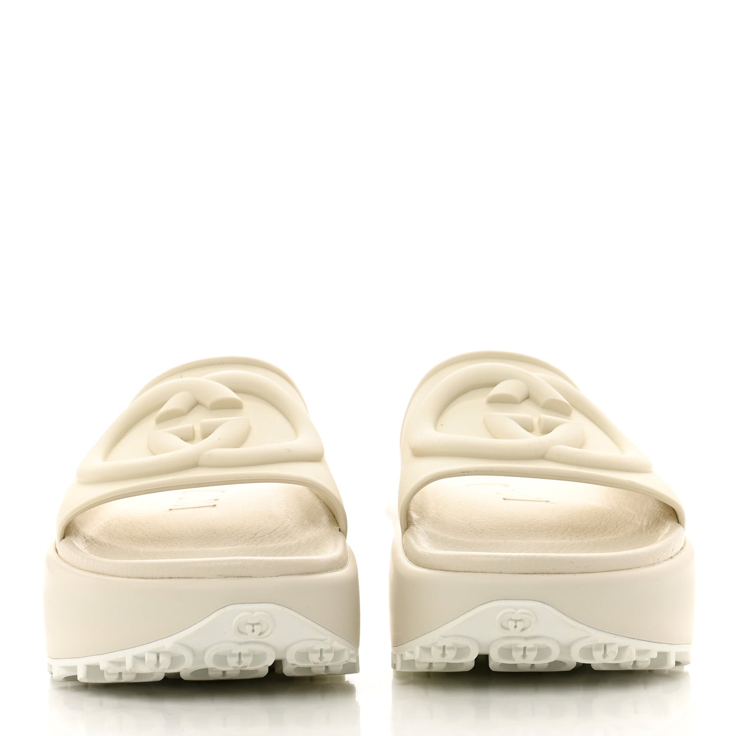 Soft Rubber Womens Interlocking G Platform 42mm Slide Sandals 36 Off White