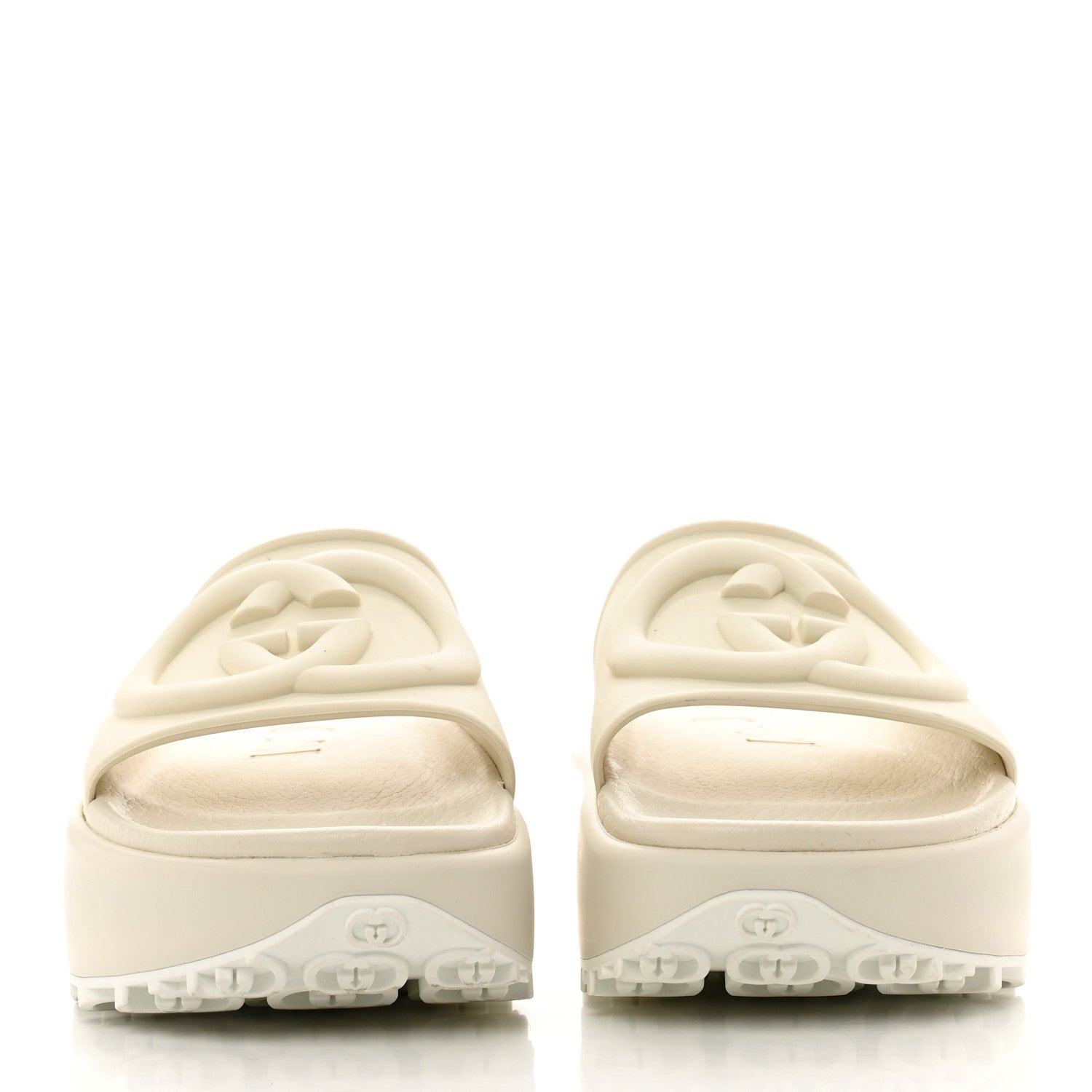 Gucci Soft Rubber Womens Interlocking G Platform 42mm Slide Sandals 36 Off White 2 of 7