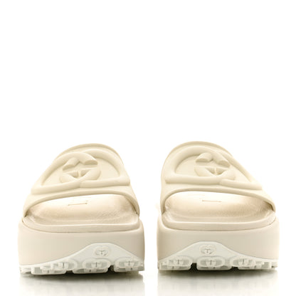 Gucci Soft Rubber Womens Interlocking G Platform 42mm Slide Sandals 36 Off White 2 of 7