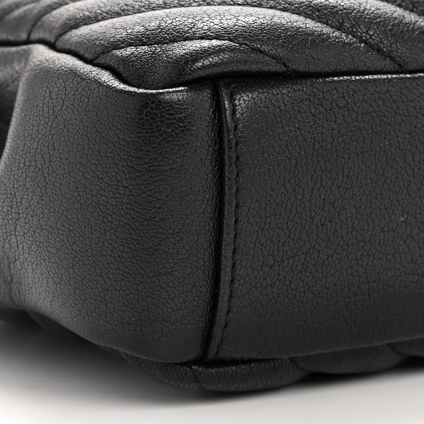 Sheepskin Matelasse Chevron Monogram Medium College Bag Black