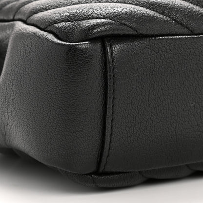 Saint Laurent Sheepskin Matelasse Chevron Monogram Medium College Bag Black 9 of 14