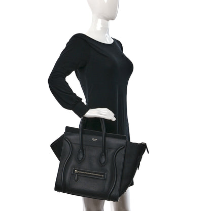 Celine Drummed Calfskin Micro Luggage Black 2 of 14