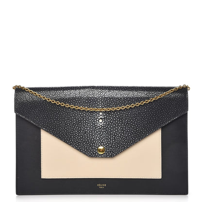 Celine Stingray Shiny Calfskin Clutch on a Chain Black 1 of 7