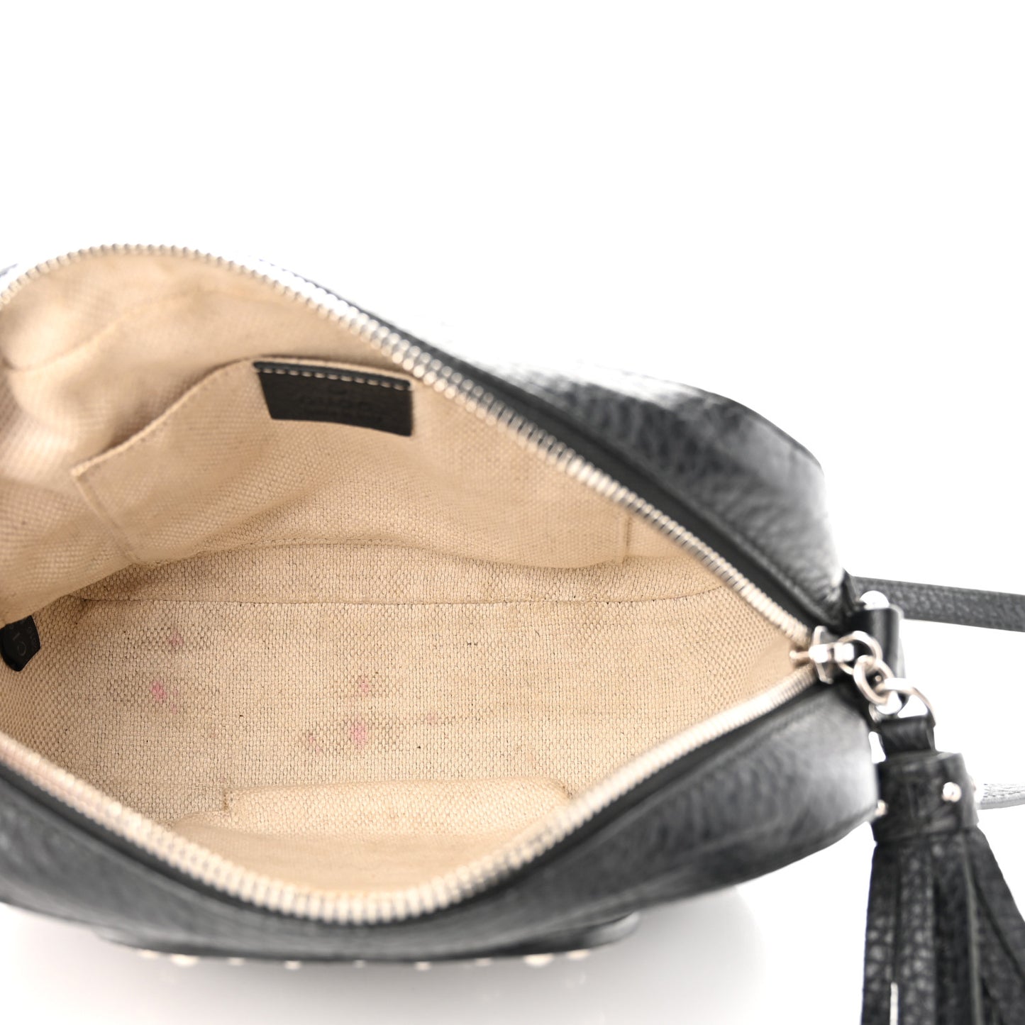 Pebbled Calfskin Studded Small Soho Disco Bag Black