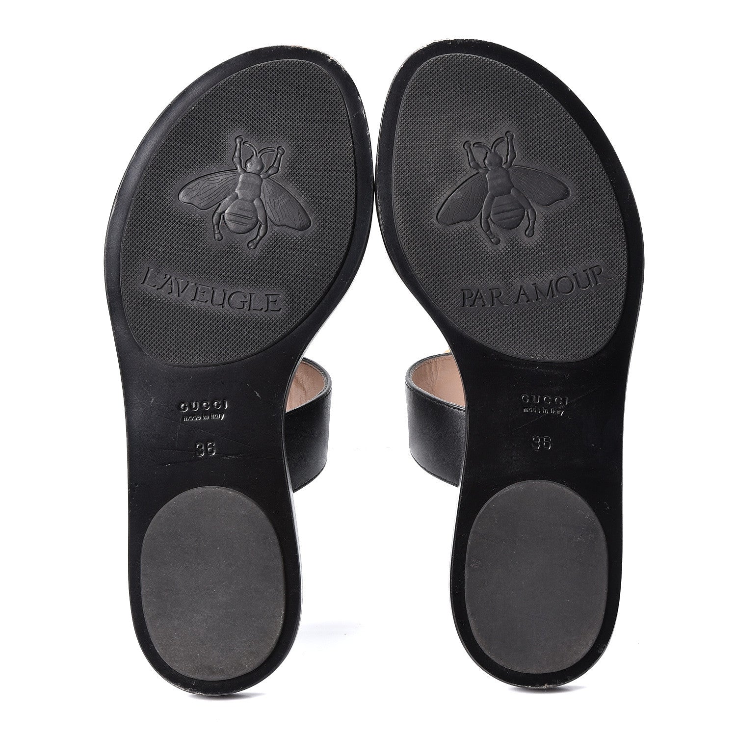 Gucci Calfskin Double G Thong Sandals 36 Black 7 of 10