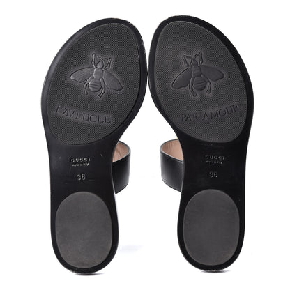 Gucci Calfskin Double G Thong Sandals 36 Black 7 of 10