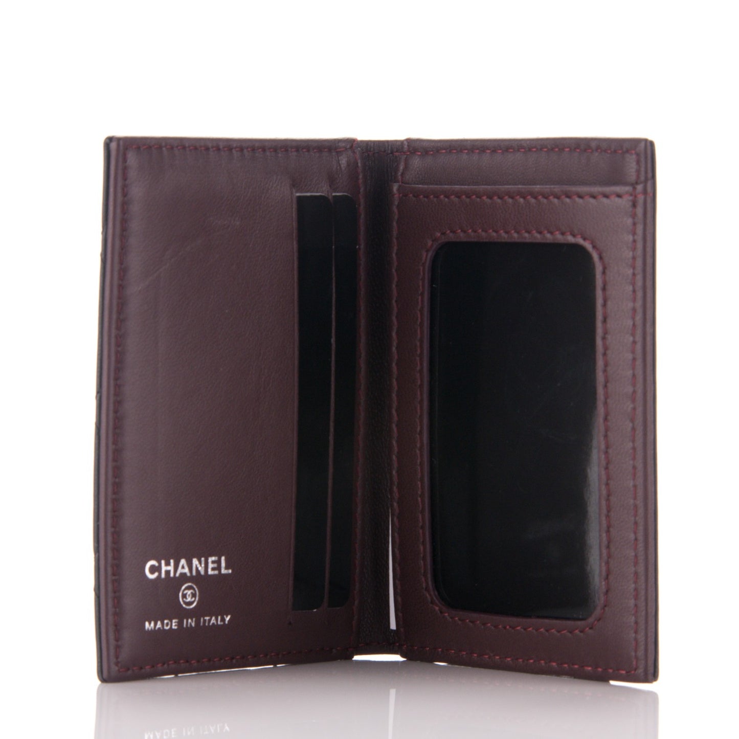 Lambskin Quilted CC Card Holder Wallet Black