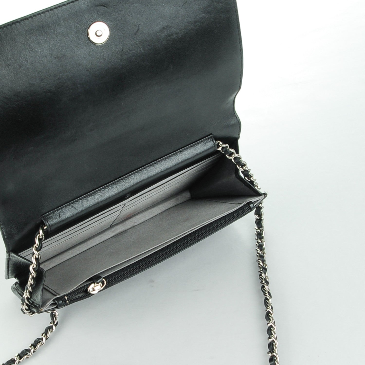 Chanel Lambskin Studded CC Wallet On Chain WOC Black 5 of 13