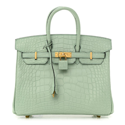 Hermes Matte Alligator Birkin 25 Vert D'eau 1 of 12