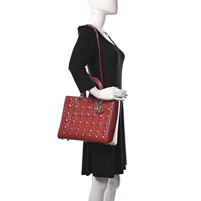 Christian Dior Patent Cannage Large Lady Dior Pink 2 of 30