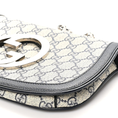 Gucci GG Supreme Monogram Textured Dollar Calfskin Blondie Chain Shoulder Flap Bag Beige Blue 10 of 10