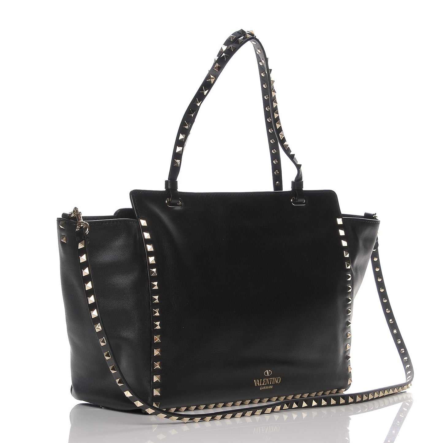 Vitello Medium Rockstud Tote Black