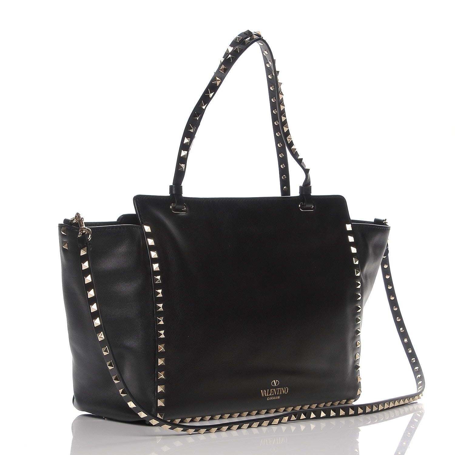 Valentino Garavani Vitello Medium Rockstud Tote Black 3 of 6