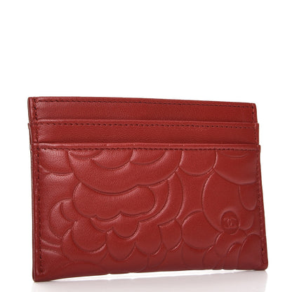 Chanel Lambskin Camellia Embossed Card Holder Red 3 of 8