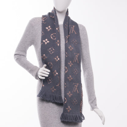 Louis Vuitton Wool Silk Logomania Shine Scarf Grey 2 of 4