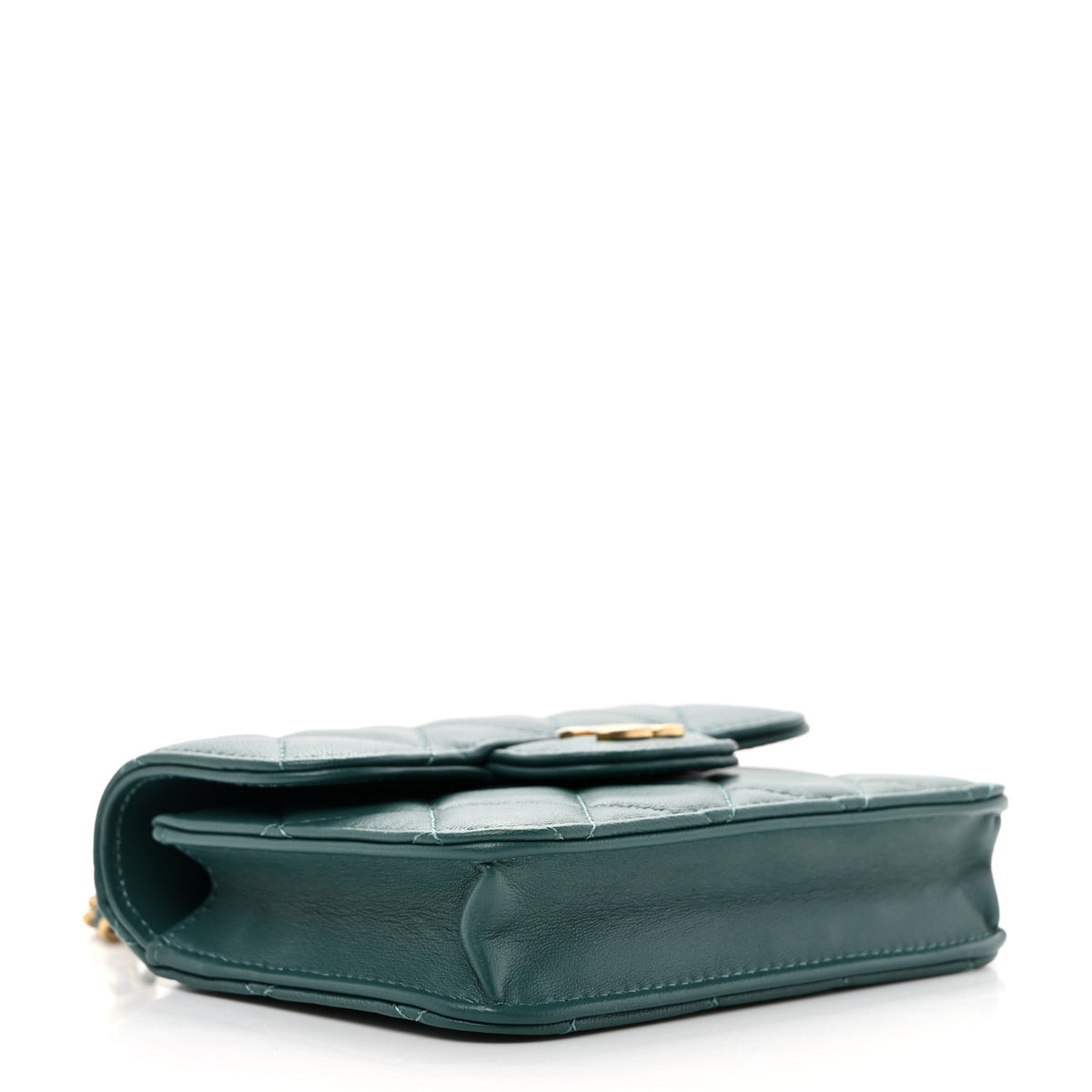 Chanel Lambskin Quilted Top Handle Flap Coin Purse With Chain Green 3 of 10