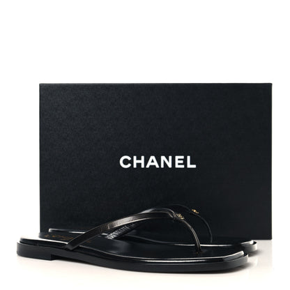 Chanel Goatskin CC Times Square Thong Sandals 39 Black 20 of 20