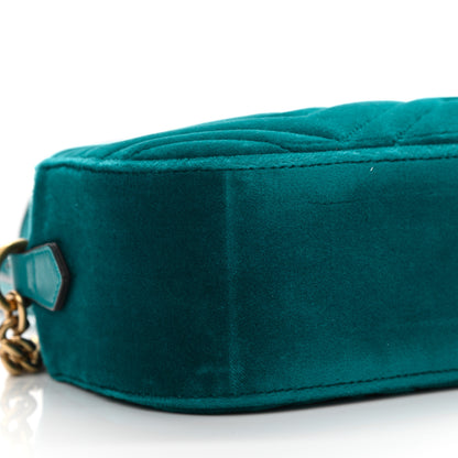 Gucci Velvet Matelasse Small GG Marmont Chain Shoulder Bag Pavone Cyan 9 of 10