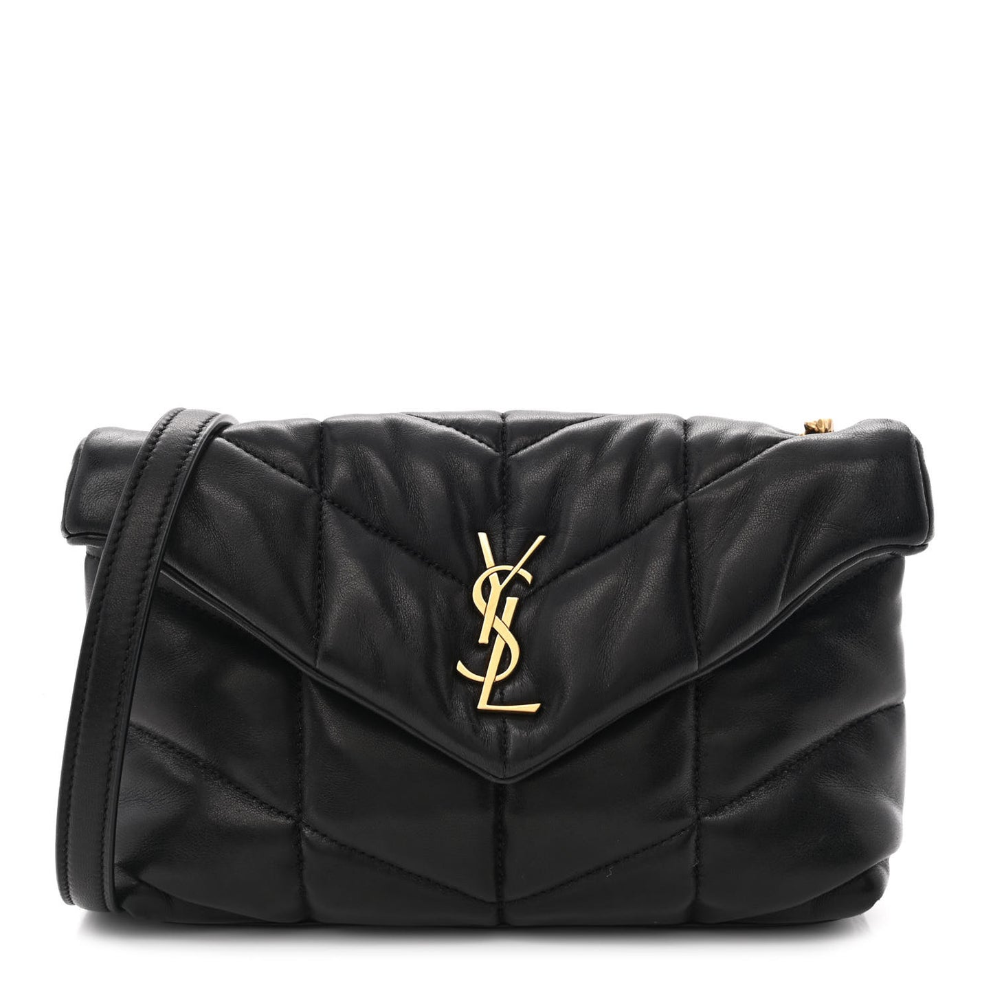 Lambskin Quilted Toy Loulou Puffer Monogram Chain Satchel Black
