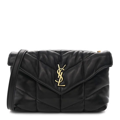 Saint Laurent Lambskin Quilted Toy Loulou Puffer Monogram Chain Satchel Black 1 of 10
