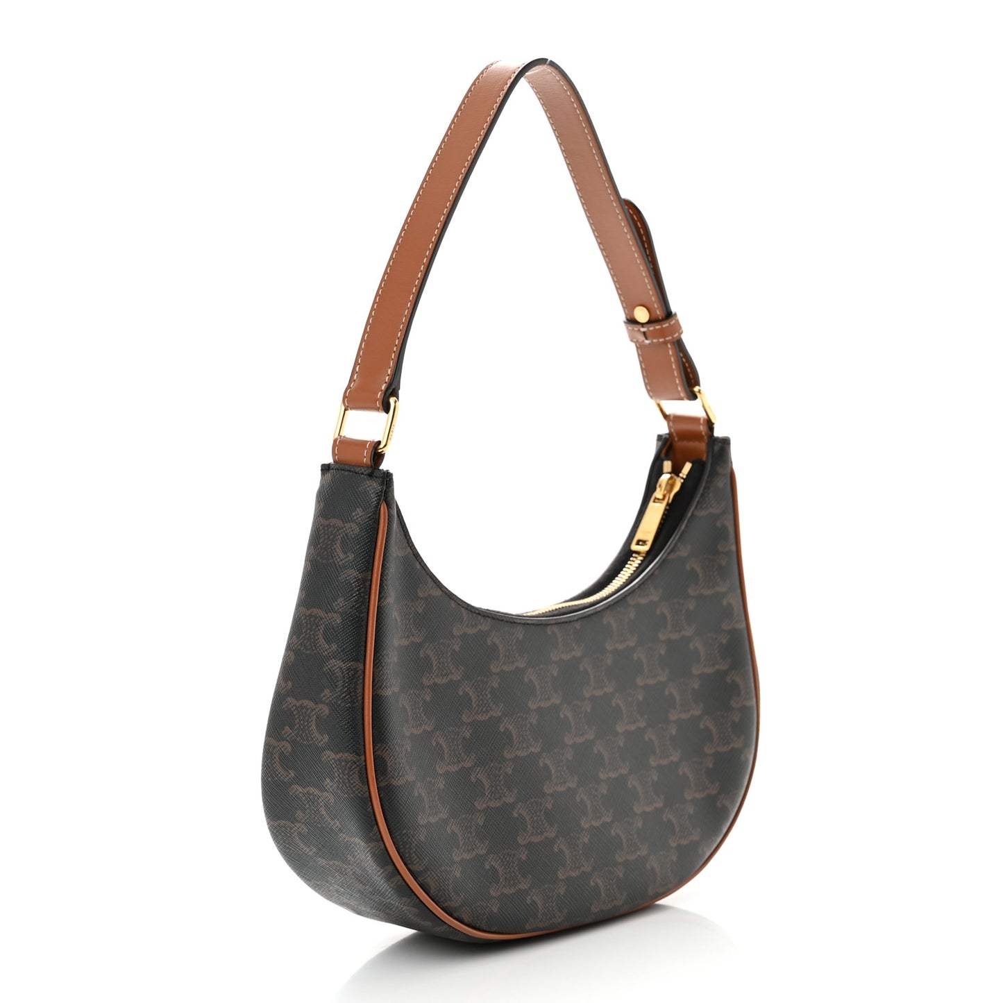Triomphe Canvas Calfskin Ava Shoulder Bag Tan