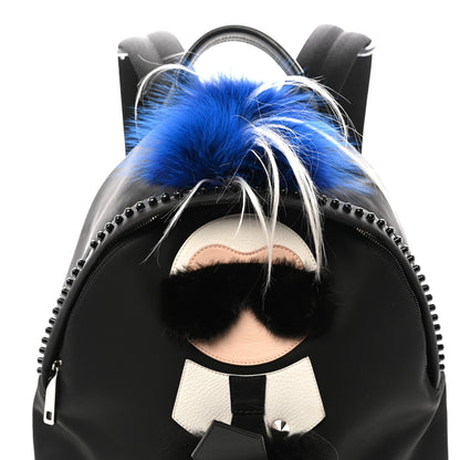 Fendi Nylon Vitello Century Mink Fox Goat Fur Studded Karlito Backpack Black Multicolor 8 of 13