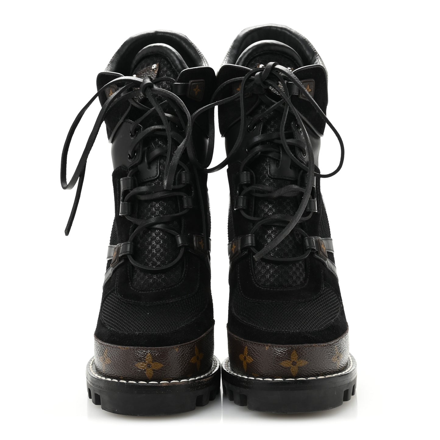 Suede Calfskin Monogram Star Trail Ankle Boots 39.5 Black