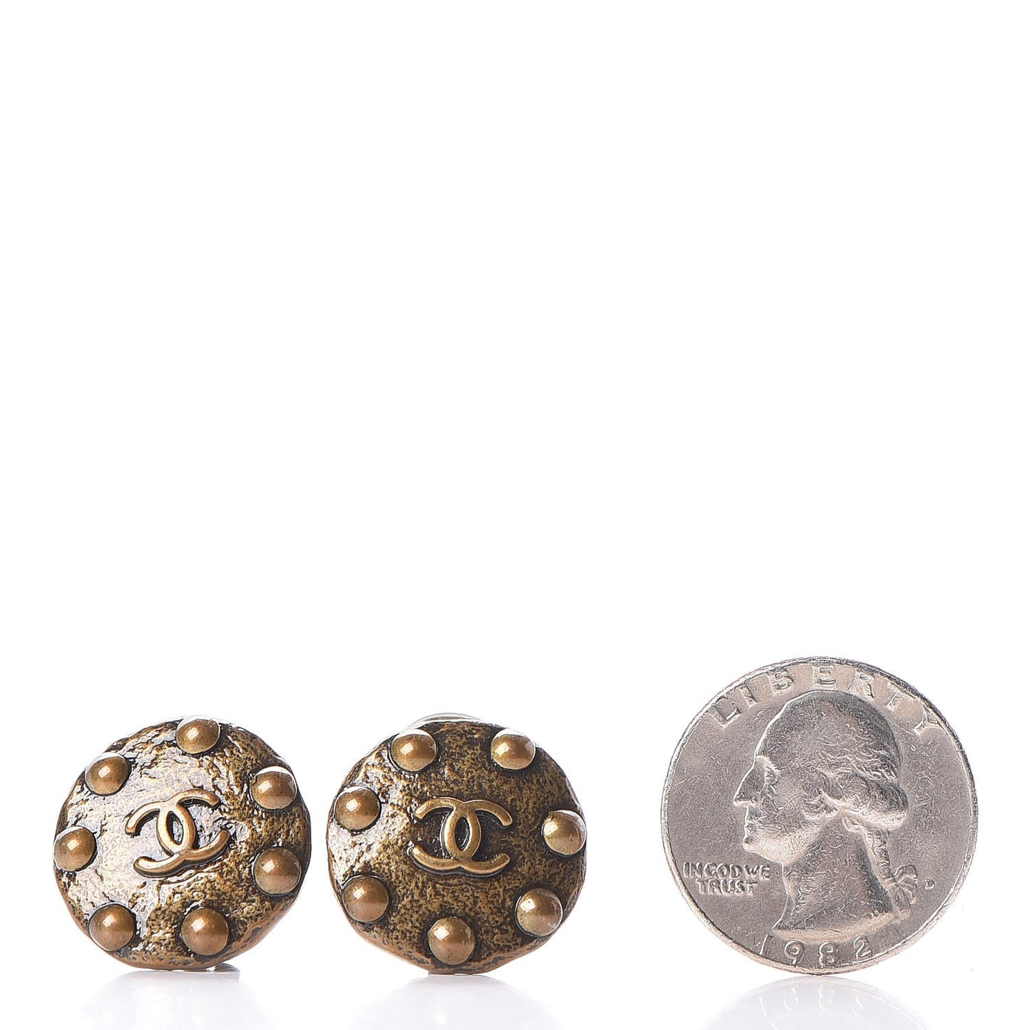 CC Round Clip On Earrings Bronze