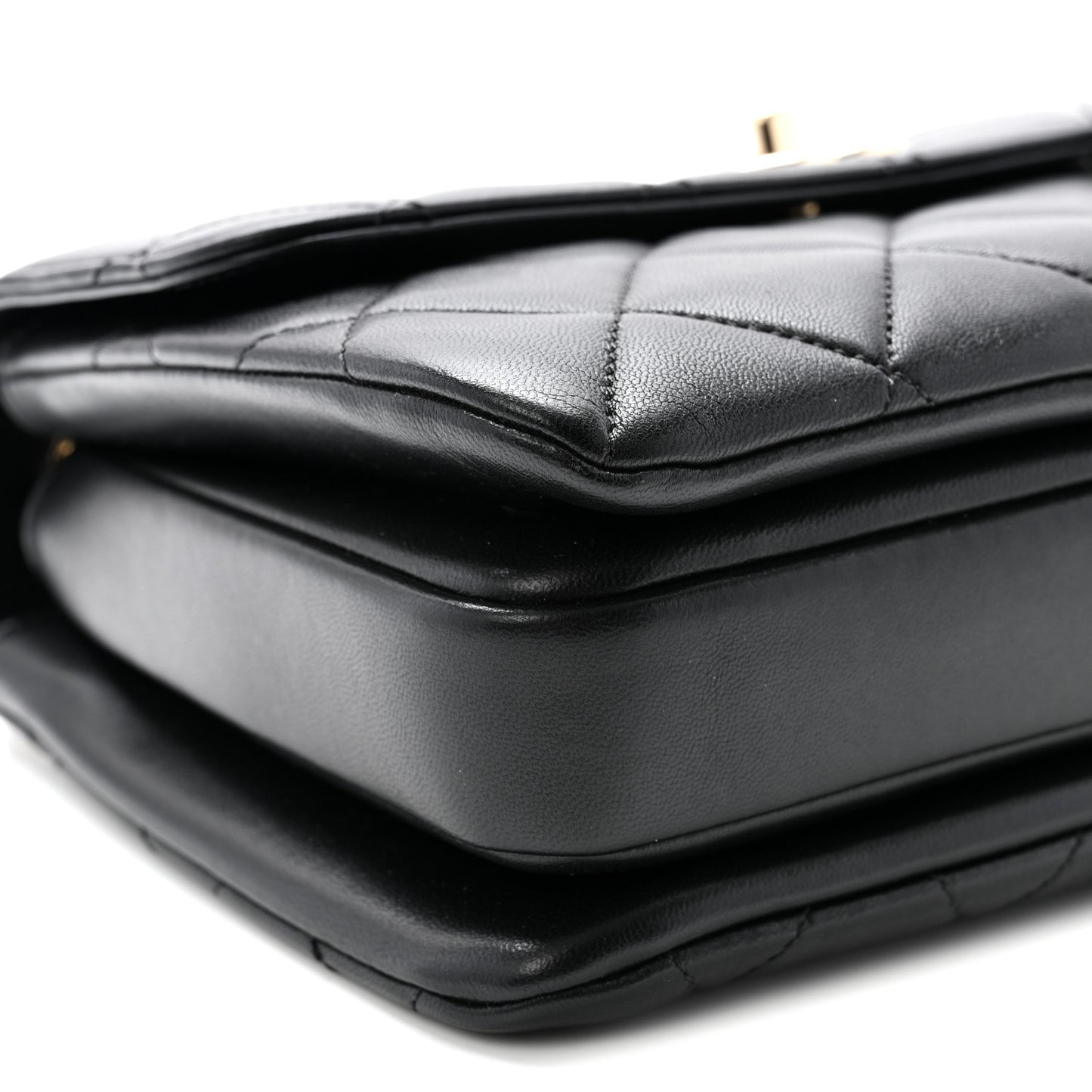 Lambskin Quilted Small Trendy CC Dual Handle Flap Bag Black