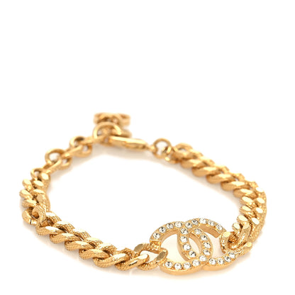 Chanel Crystal CC Chain Link Bracelet Gold 1 of 5