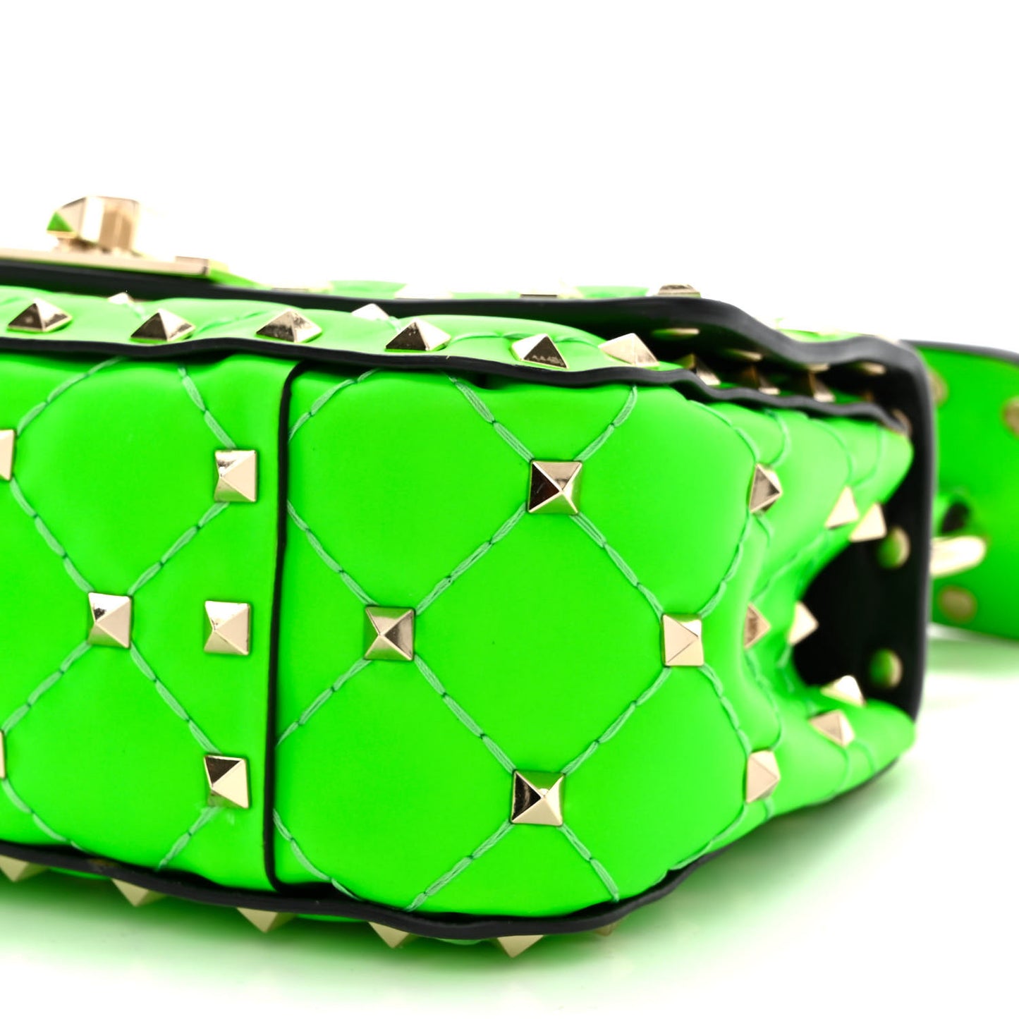 Calfskin Mini Rockstud Spike Shoulder Bag Fluo Green