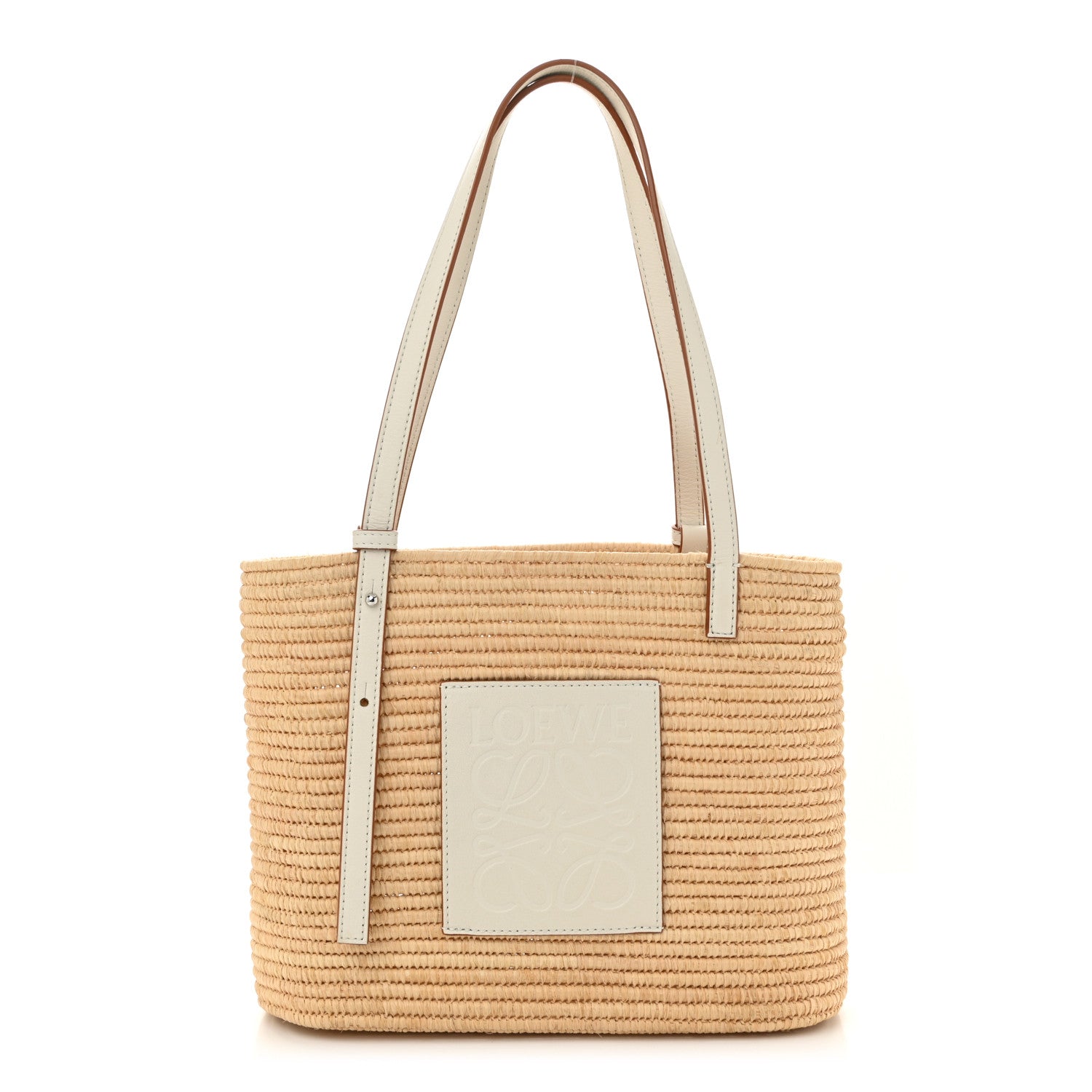 Loewe Raffia Square Small Basket Tote Bag Natural White 1 of 9