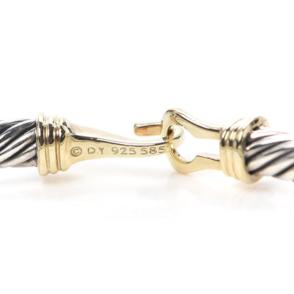 David Yurman Sterling Silver 14K Yellow Gold 5mm Cable Classic Buckle Bracelet 4 of 4