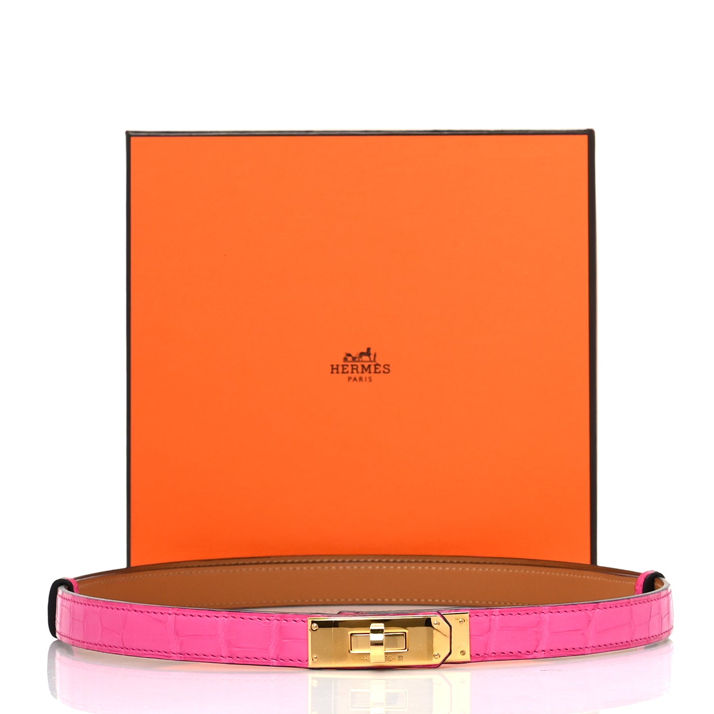Matte Alligator Kelly Belt Rose Shocking