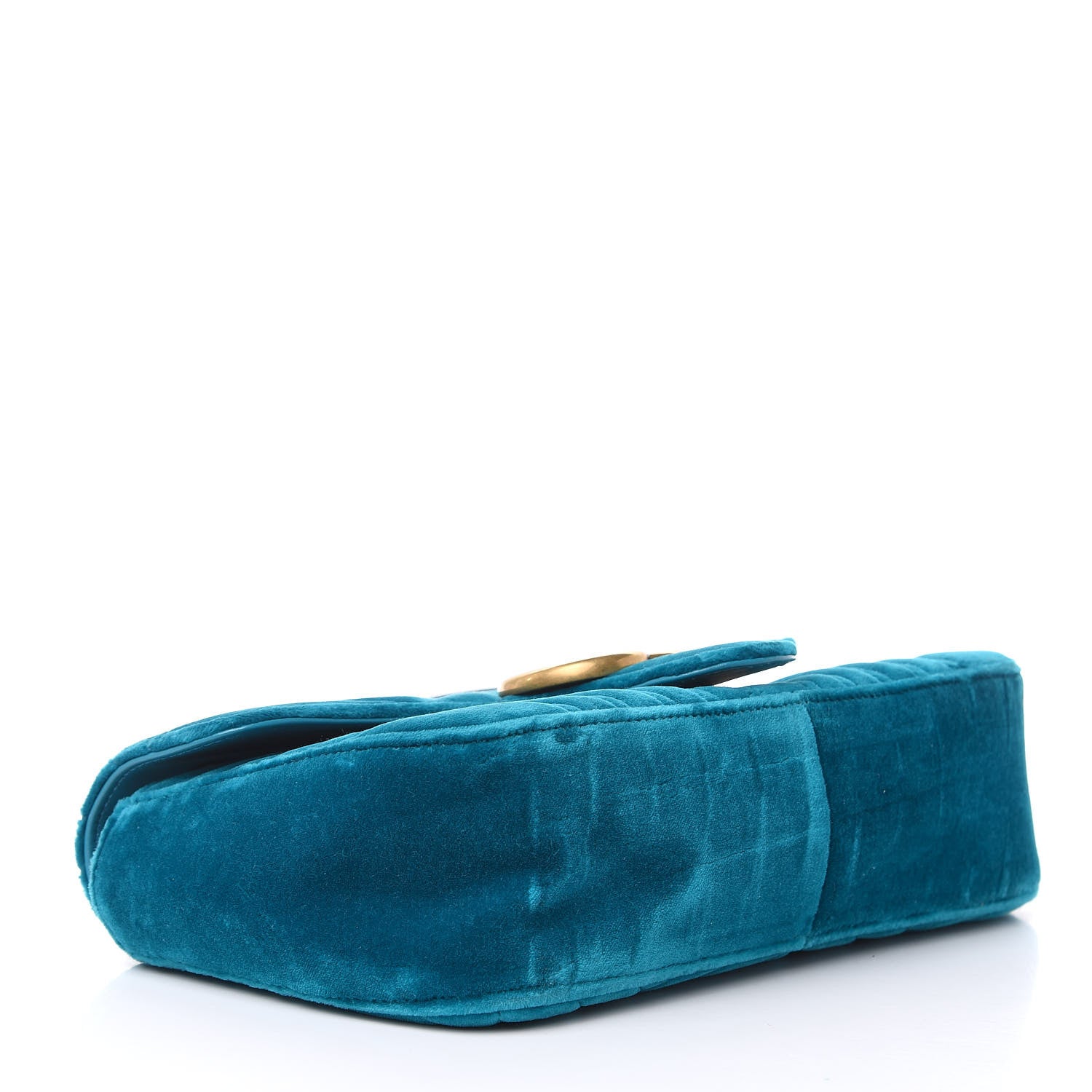 Gucci Velvet Matelasse Small GG Marmont Shoulder Bag Pavone Cyan 4 of 11