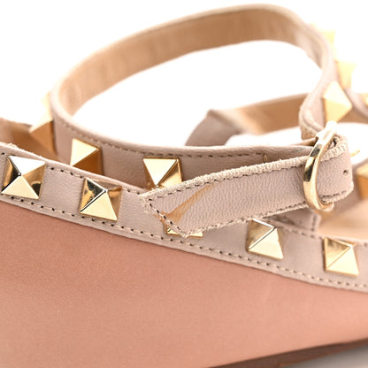 Valentino Garavani Calfskin Nappa Rockstud Cage Ballerina Flats 38 Grey Pink Poudre 15 of 15