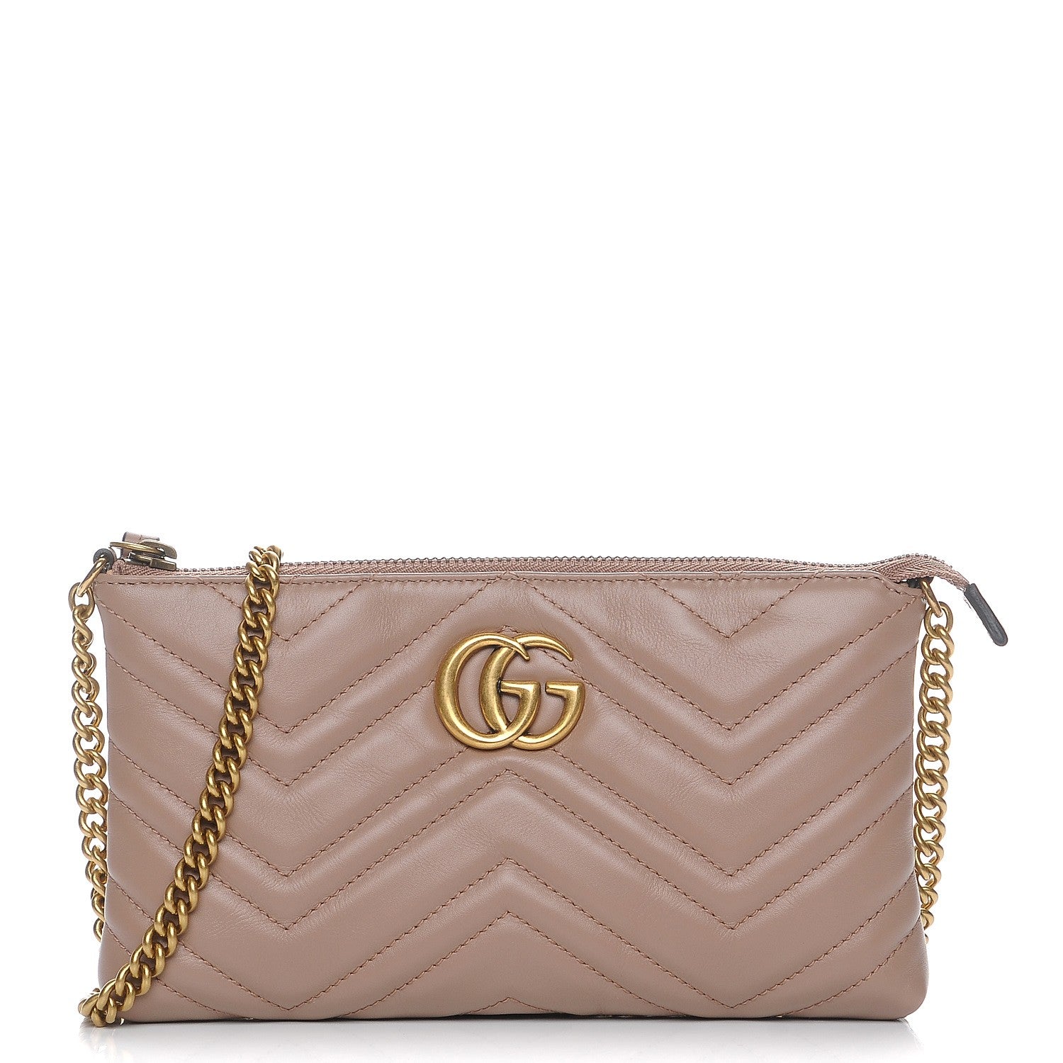 Gucci Calfskin Matelasse Mini GG Marmont Chain Bag Porcelain Rose 1 of 8
