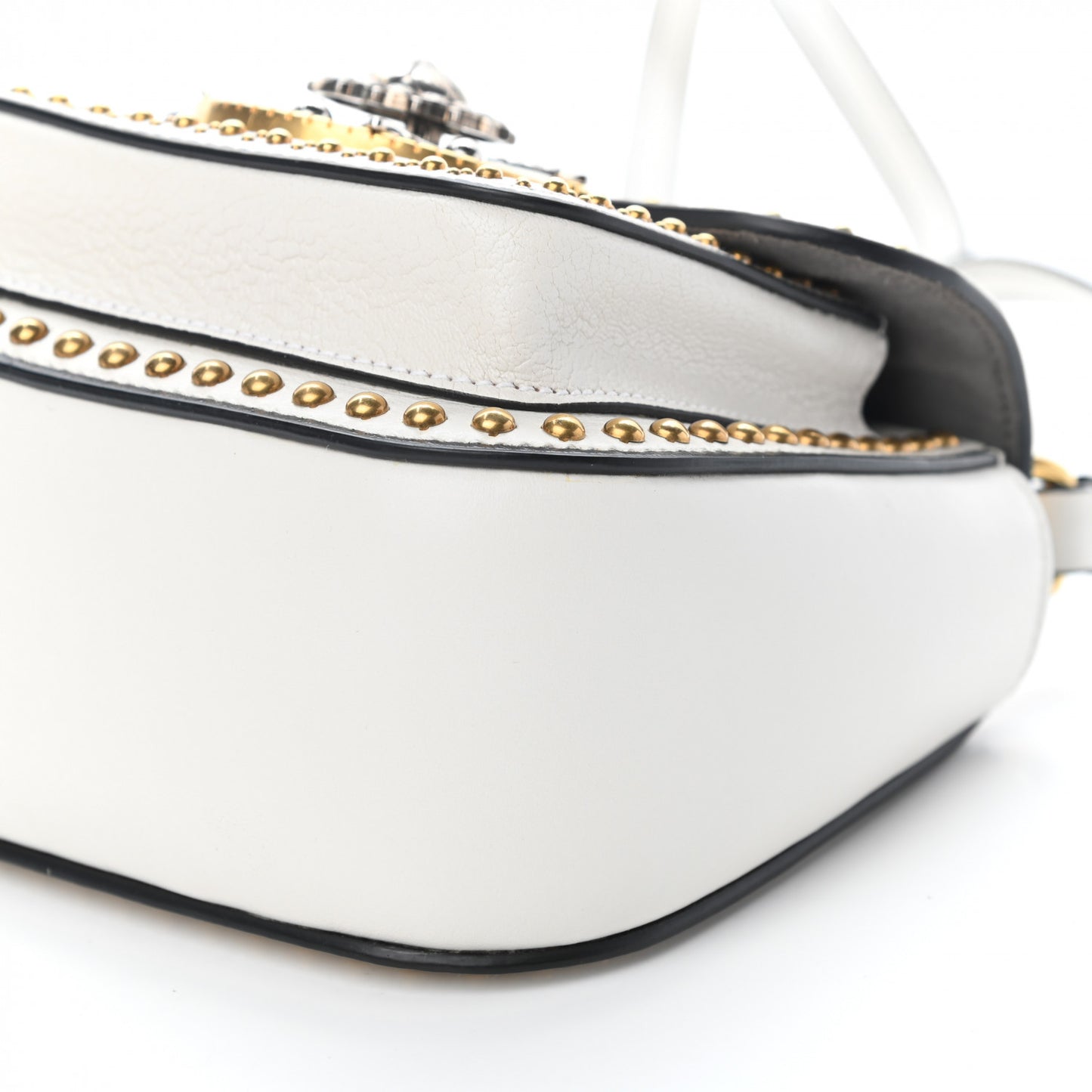 Madras Soft Calfskin Crystal Embellished Dahlia Shoulder Bag White