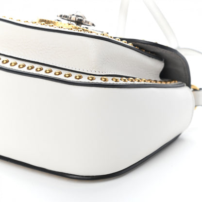 Miu Miu Madras Soft Calfskin Crystal Embellished Dahlia Shoulder Bag White 9 of 11