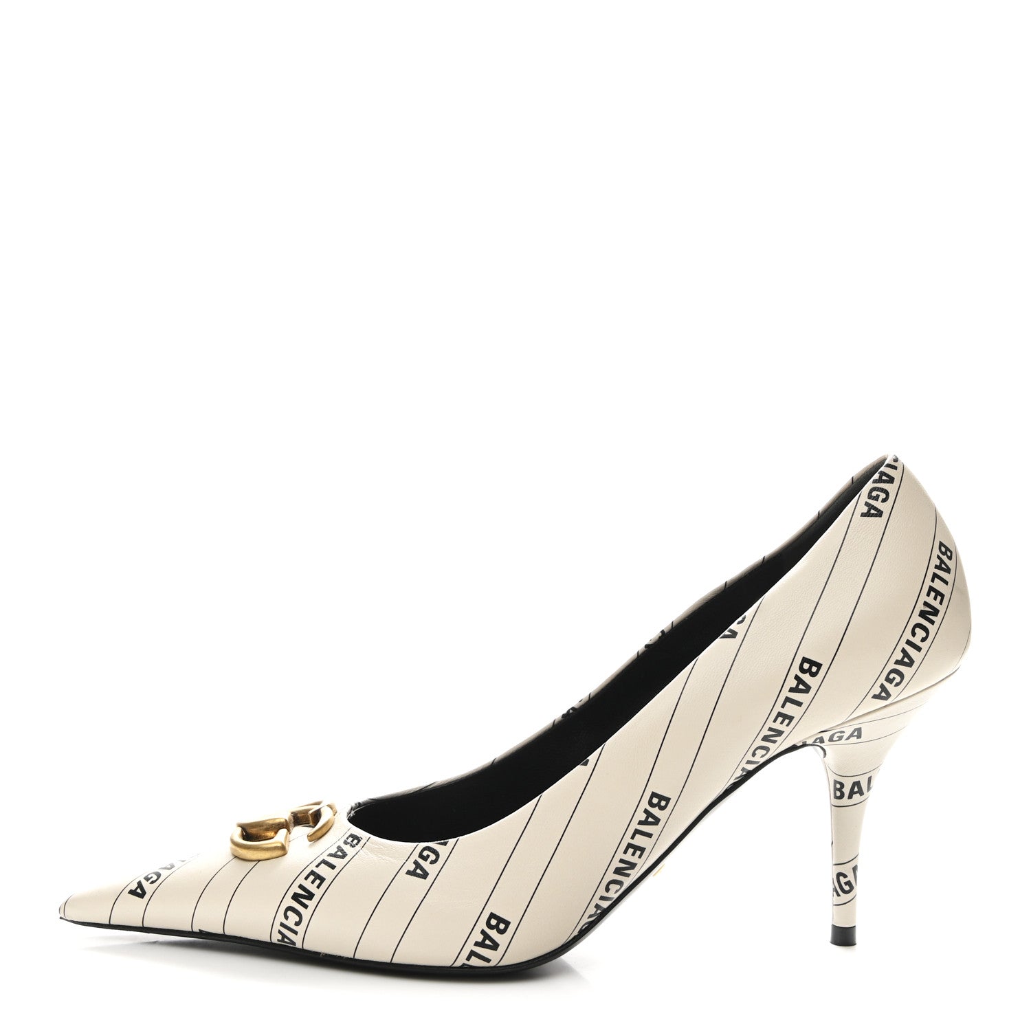 Gucci X BALENCIAGA Nappa Charlotte Allover Logo GG Pumps 38.5 Mystic White Black 1 of 9