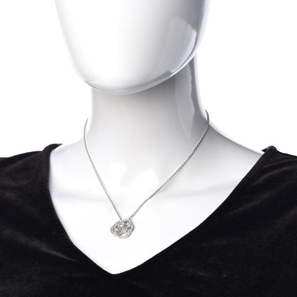 Chanel 18K White Gold Diamond Small Camelia Pendant Necklace 2 of 5