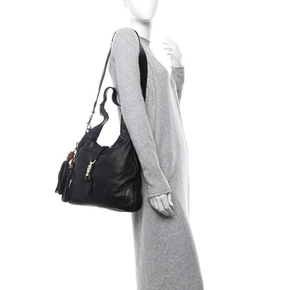 Gucci Pebbled Calfskin Medium New Jackie Shoulder Bag Black 2 of 14
