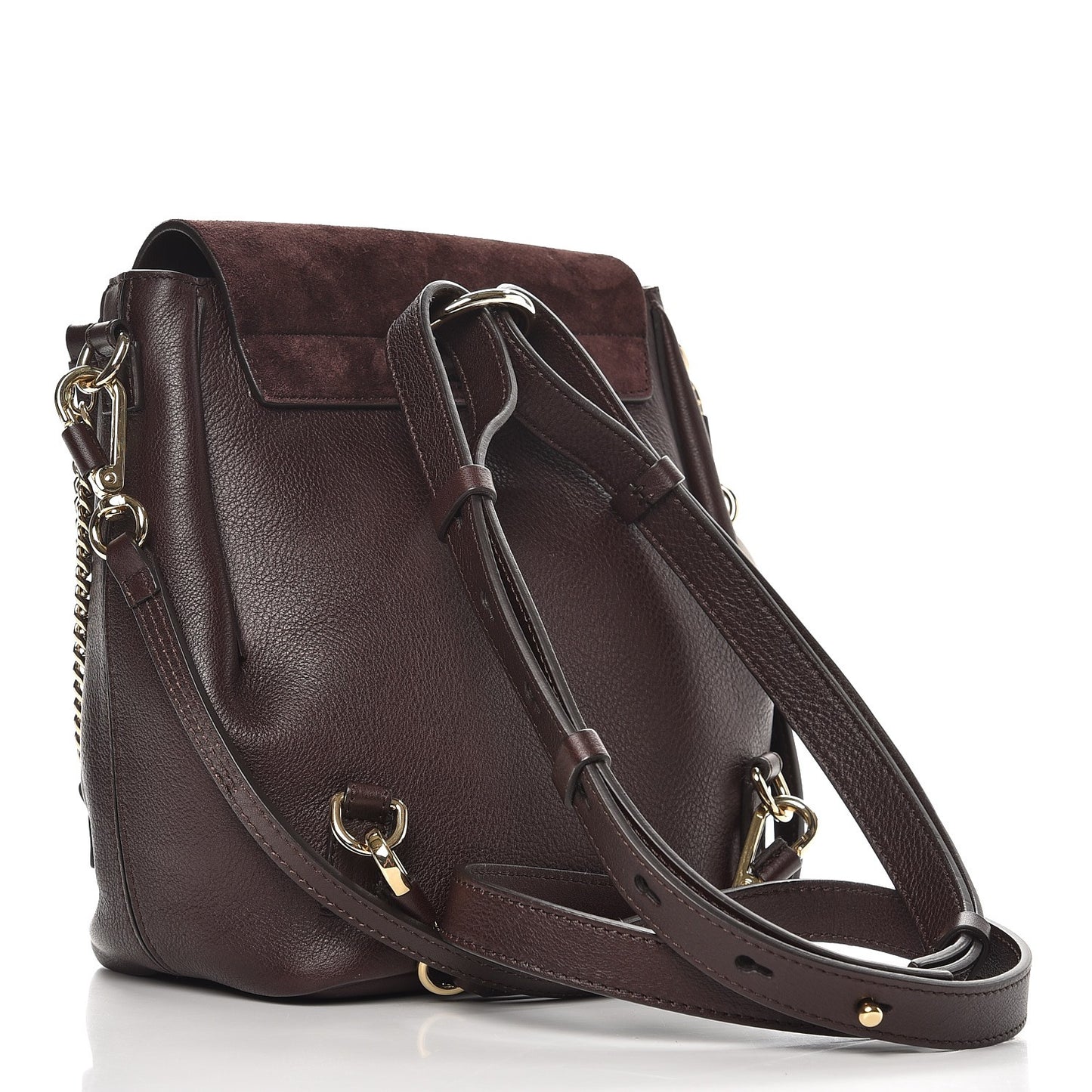 Suede Calfskin Small Faye Backpack Carbon Brown