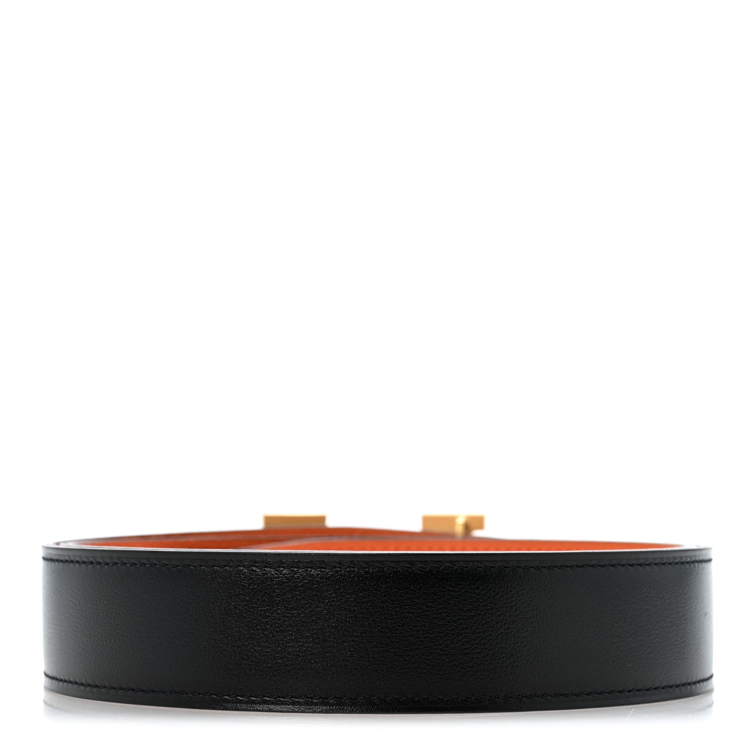 Hermes Box Togo 32mm H Belt 85 34 Black Orange 2 of 8