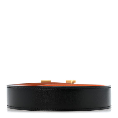 Hermes Box Togo 32mm H Belt 85 34 Black Orange 2 of 8